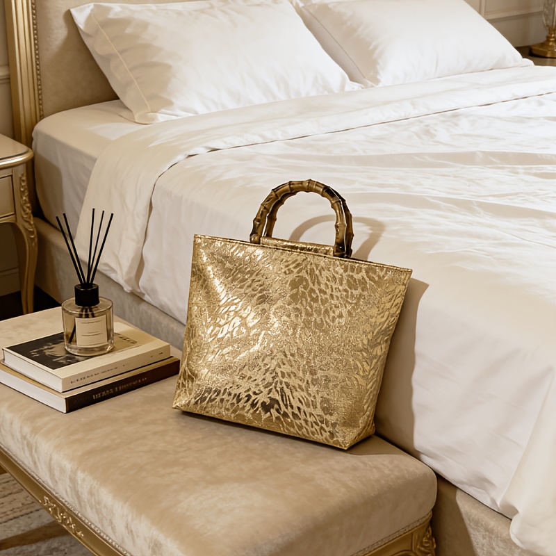 Luxury Bags Collection - Sac fourre-tout en jacquard doré métallisé